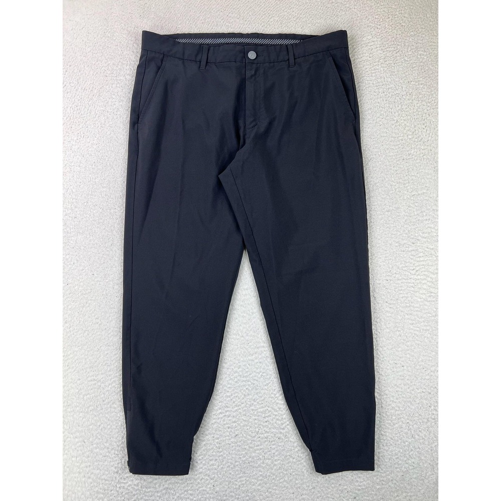Primo Golf Pants Mens 36 Short Black Polyester Stretch Joggers Zip Hem Pockets